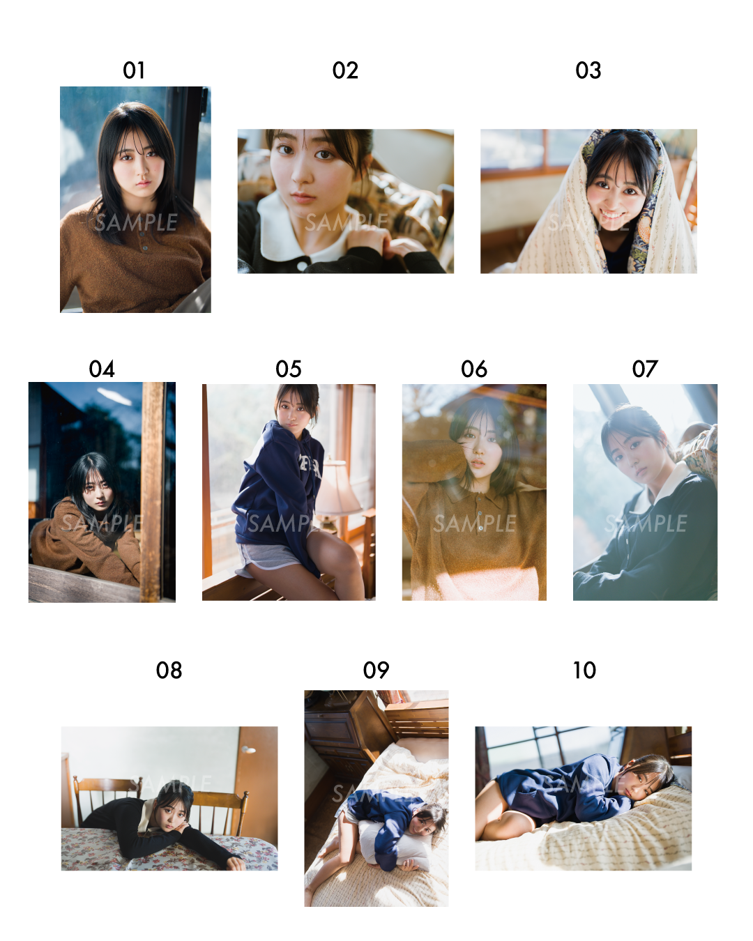 NMB48 11期　善家侑莉花　直筆サイン入り生写真　福袋A tonari - 福井梨莉華 写真作品01-10（お名前入り直筆サイン付き