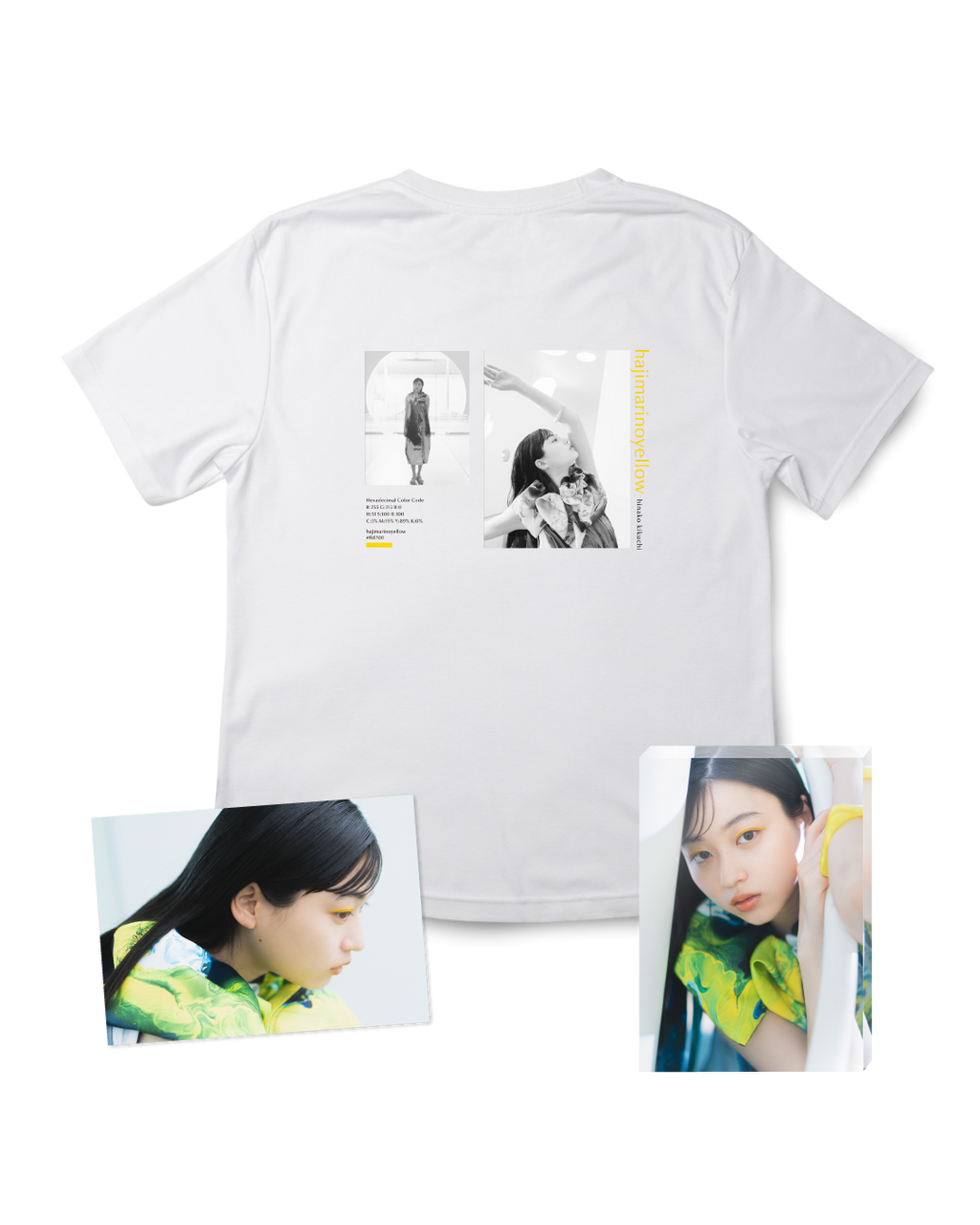 菊池日菜子- 3点セット（Tシャツ・サイン入りポストカード・アクリルフォト）